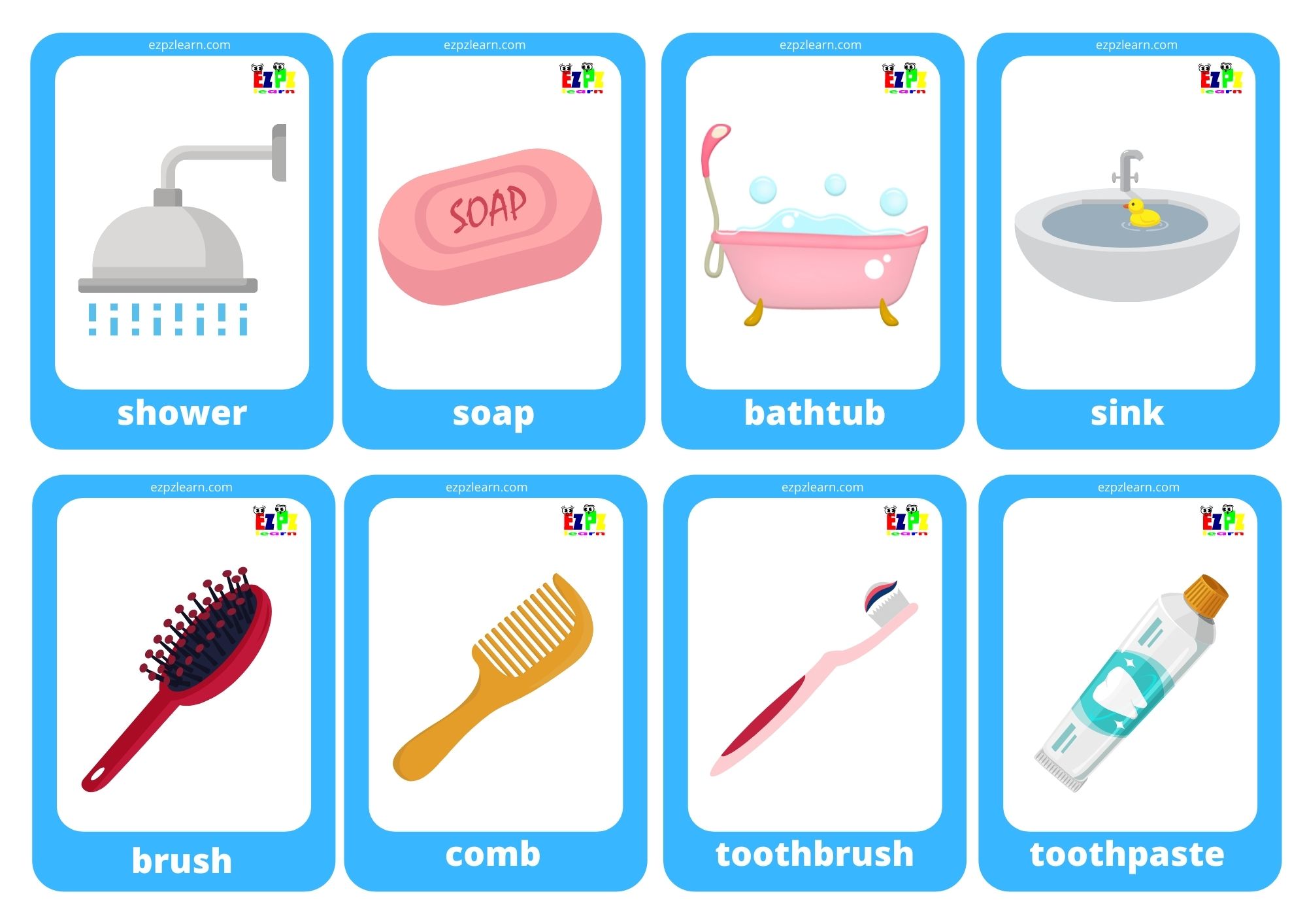 Bathroom Game Cards / Mini Flashcards